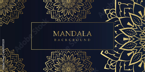 Elegant Floral Mandala on Blue and gold