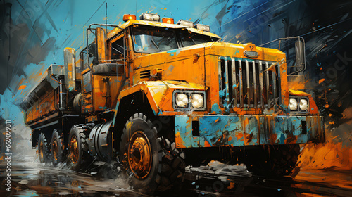 painting of an dirty truck