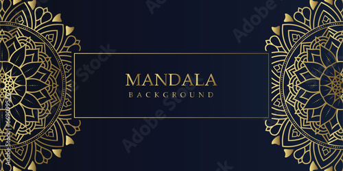 Elegant Floral Mandala on Blue and gold