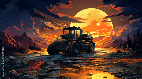 futuristic tractor, heavy machinery
