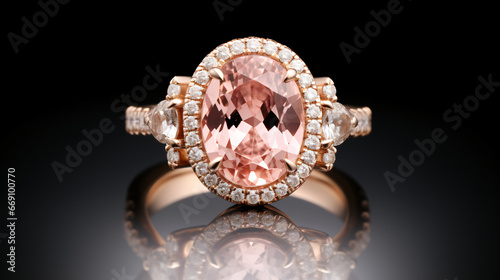 An oval morganite and diamond ring photo