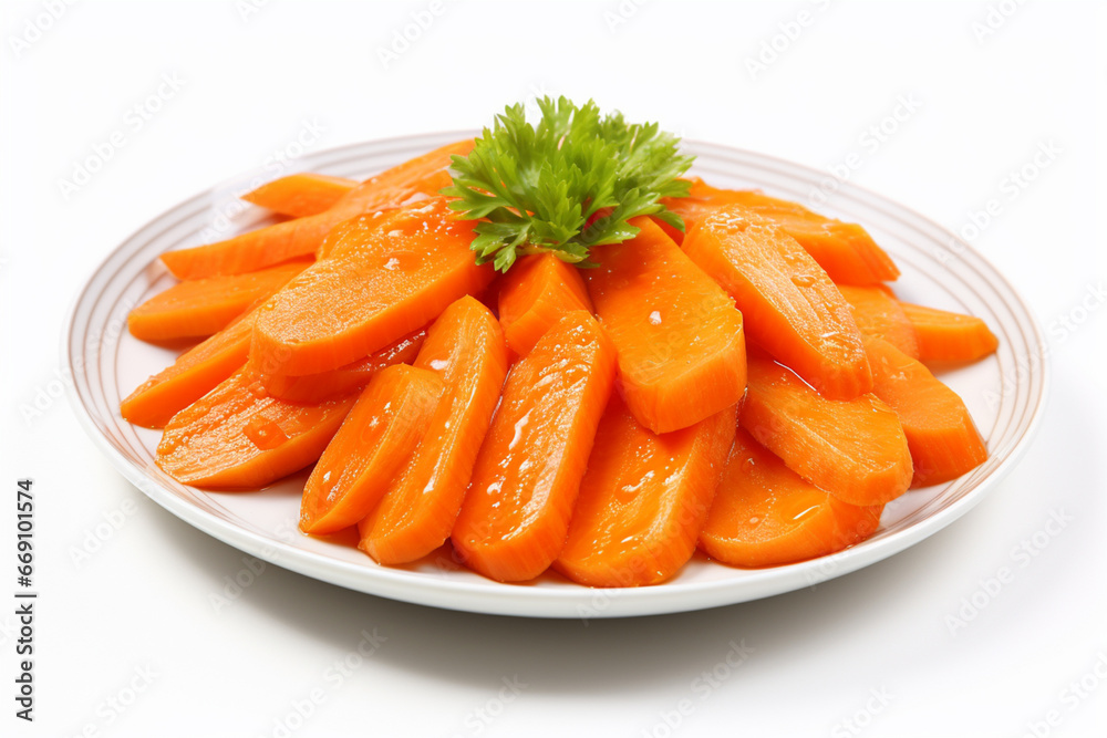 Sliced fresh carrots on a white background Sliced fresh carrots on a white background