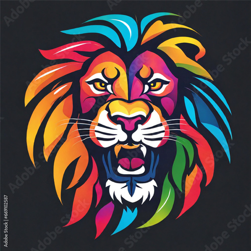 A bold and colorful lion logo design  symbol  icon  king  logo  lion  emblem  sign  AI Generative