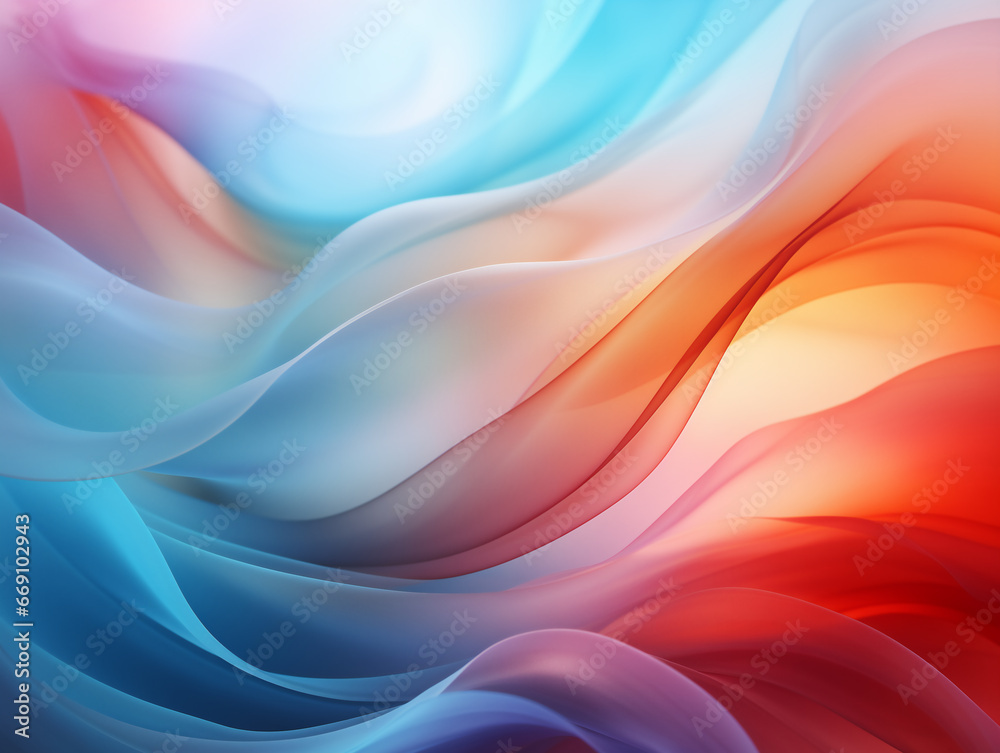 Abstract background with smooth lines in blue, orange and pink colors. Generated by AI