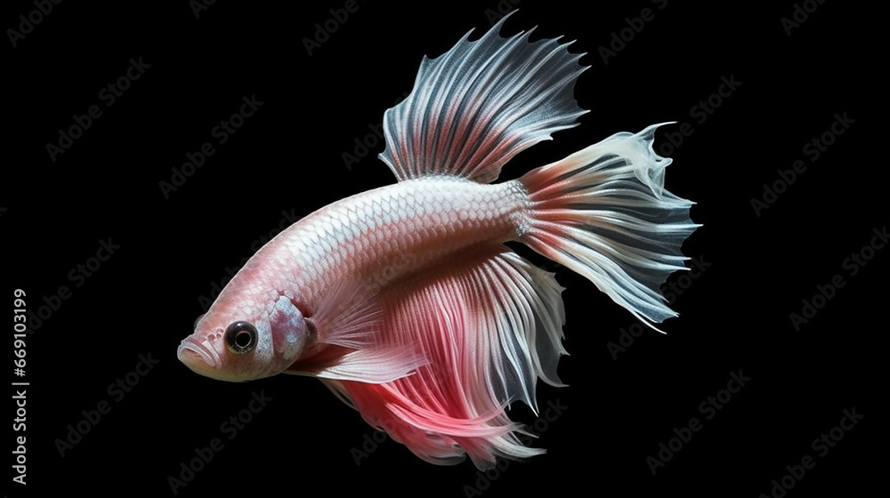 Fototapeta premium Pink betta fish Fancy Halfmoon Betta The moving moment beautiful of Siamese Fighting fish in Thailand