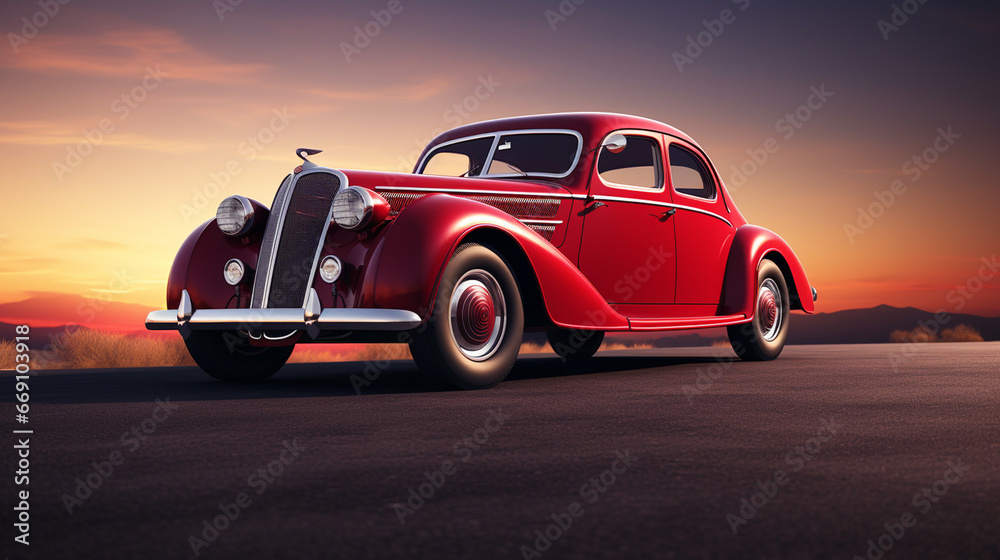 Retro Car on Solid Background Iconic Ride Retro Car on Solid Background Iconic Ride