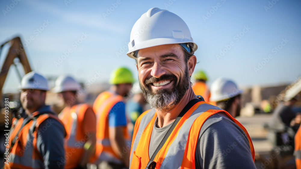 Group of cheerful professional construction manager and workers. Engineering, construction site and team outdoor for building project.
Group of cheerful professional construction manager and workers. Engineering, construction site and team outdoor for building project.