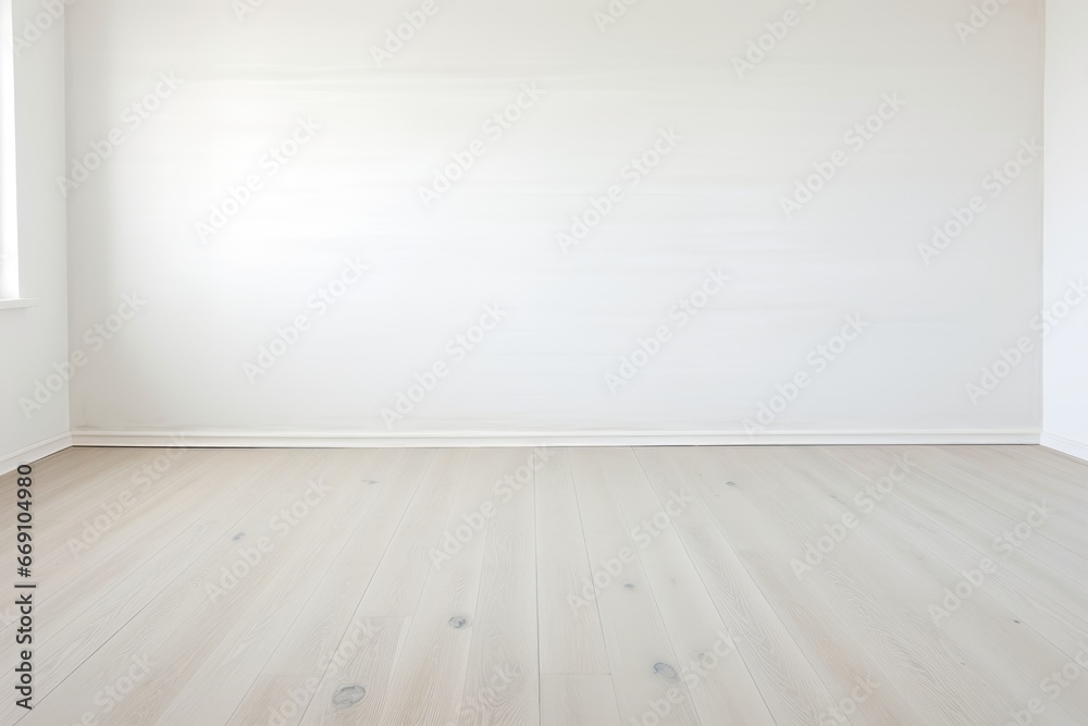 Empty white room with laminate floor