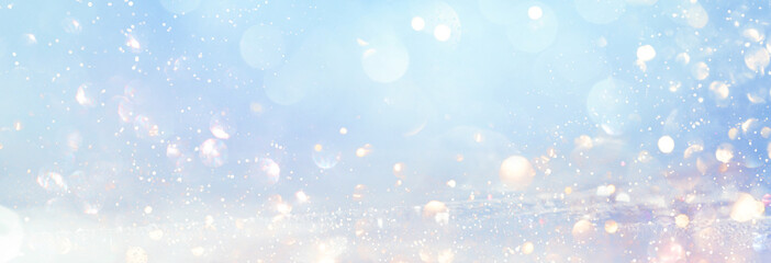 Christmas glitter effects. Bright soft blue with hints of pearl color. Winter art design