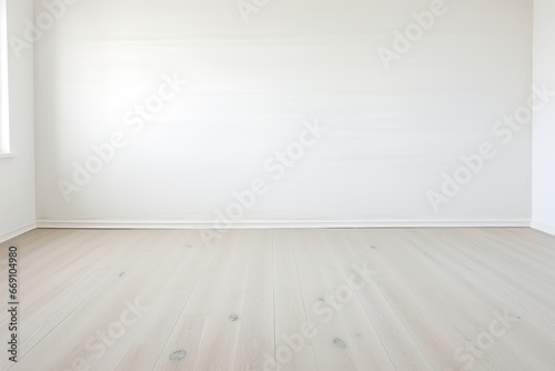 Empty white room with laminate floor