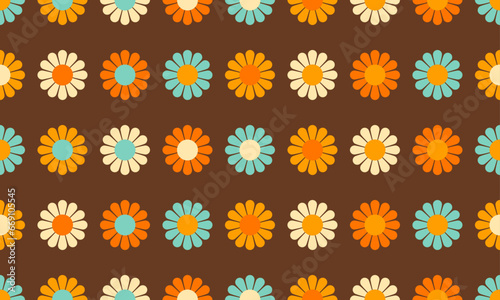Vintage Dark Flowers Seamless Vector Pattern Wallpaper Background
