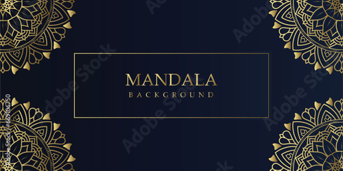 Elegant Floral Mandala on Blue and gold
