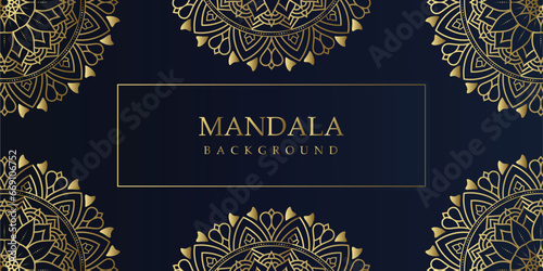 Elegant Floral Mandala on Blue and gold