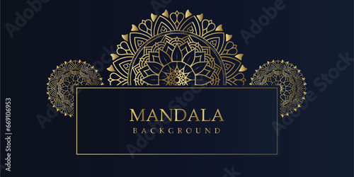 Elegant Floral Mandala on Blue and gold