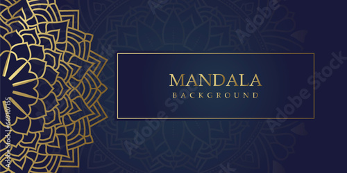 Elegant Floral Mandala on Blue and gold