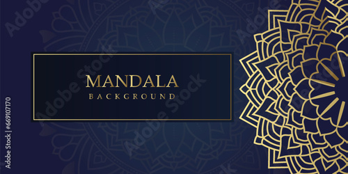 Elegant Floral Mandala on Blue and gold
