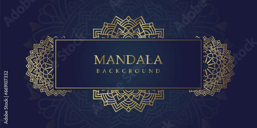 Elegant Floral Mandala on Blue and gold