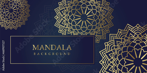 Elegant Floral Mandala on Blue and gold