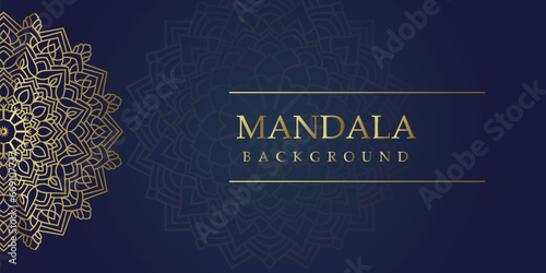 Elegant Floral Mandala on Blue and gold