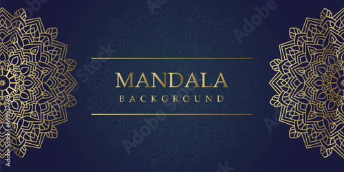 Elegant Floral Mandala on Blue and gold