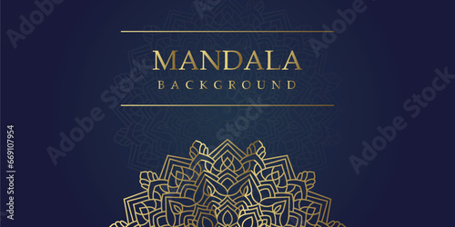 Elegant Floral Mandala on Blue and gold