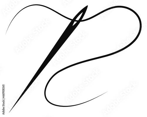 Needle with thread black icon. Sewing symbol