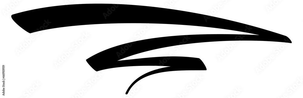 Black decorative underline. Calligraphy ink stroke tail - obrazy, fototapety, plakaty 