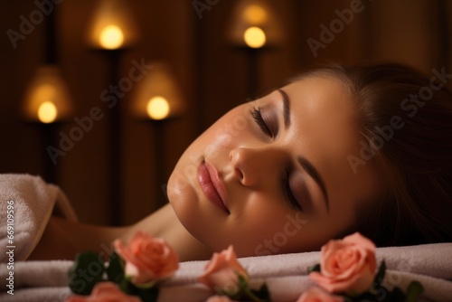 Woman enjoying a relaxing spa massage session.