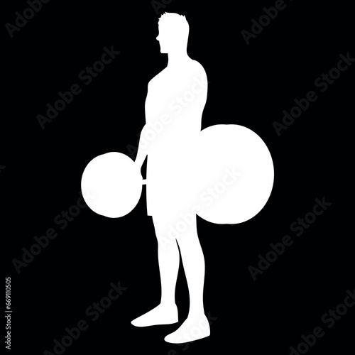 silhouette of a person with a barbell doing deadlift
