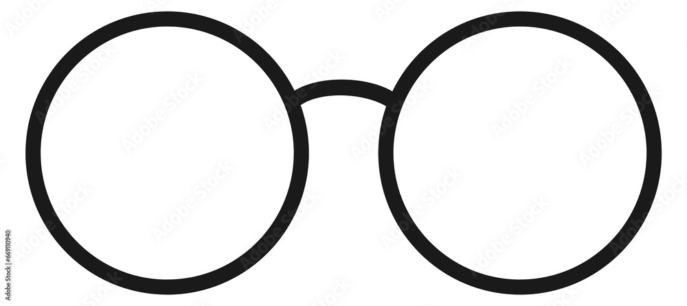 Retro round spectacles icon. Glasses frame symbol