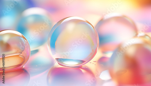 Seifenblasen oder Perlen in regenbogen Farben für Hintergrund oder bunte Akzente © SYLVIA