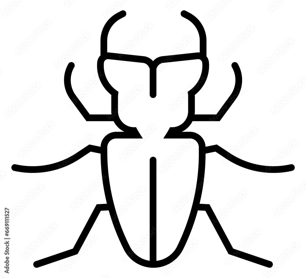 Beetle icon. Thin line insect black symbol Beetle icon. Thin line insect black symbol