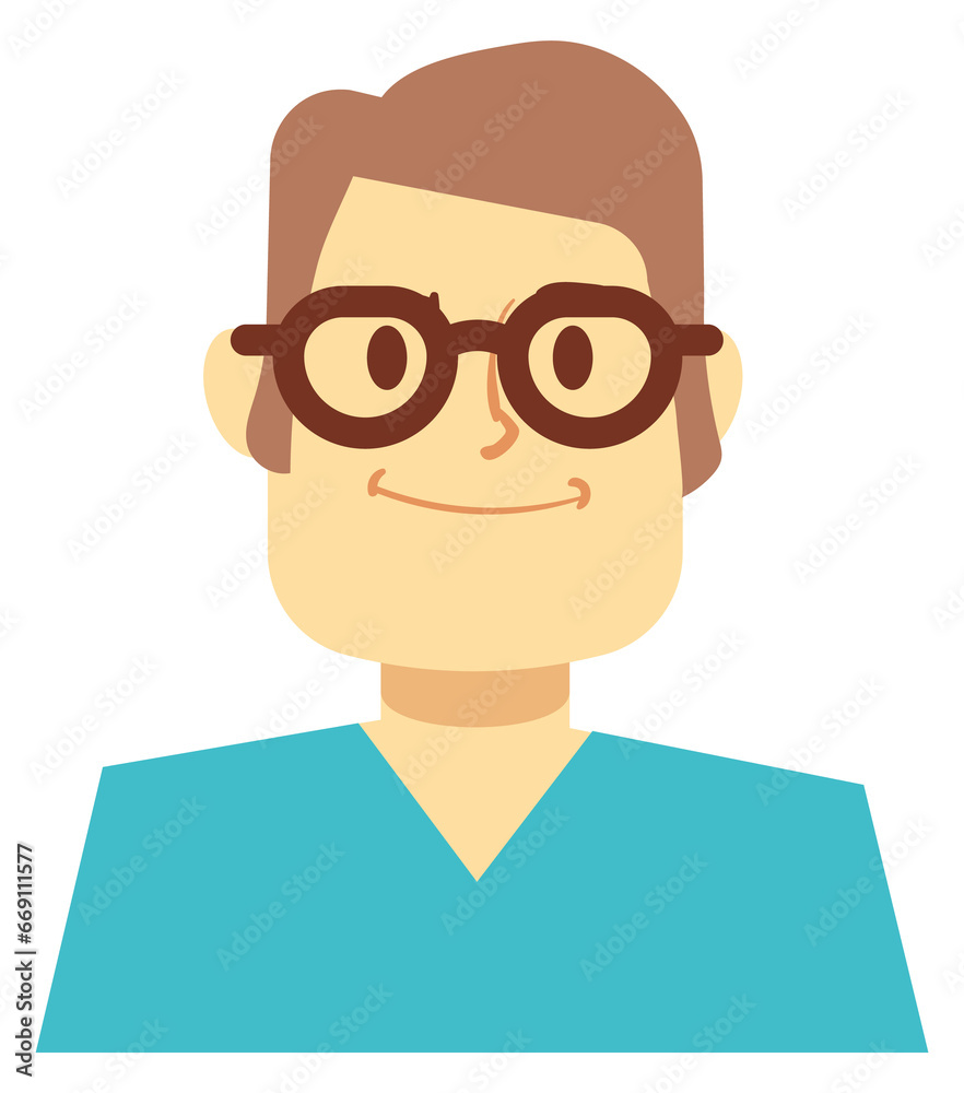 Medical man avatar. Doctor in glasses head portrait
