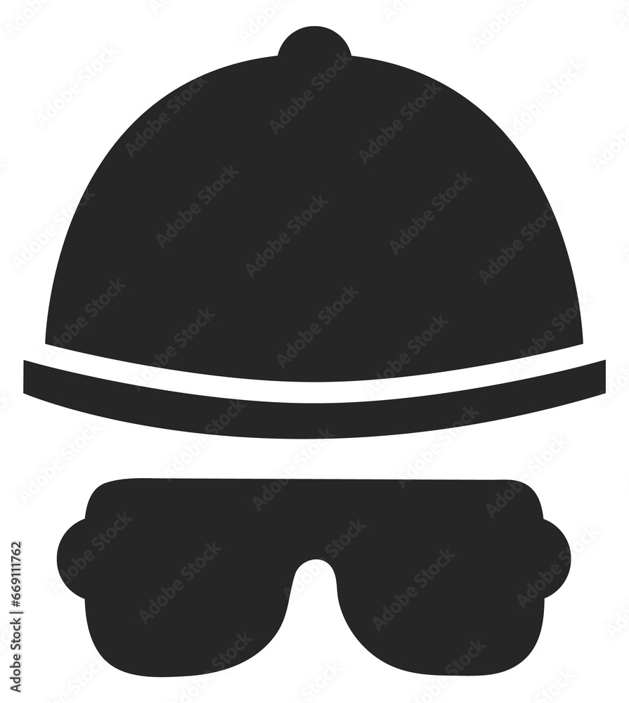 Fototapeta premium Hat and safety glasses. Repairman black icon