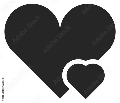 Parent love symbol. Big and small hearts icon