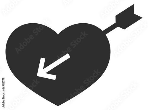 Heart with arrow black icon. Love symbol. Romantic sign