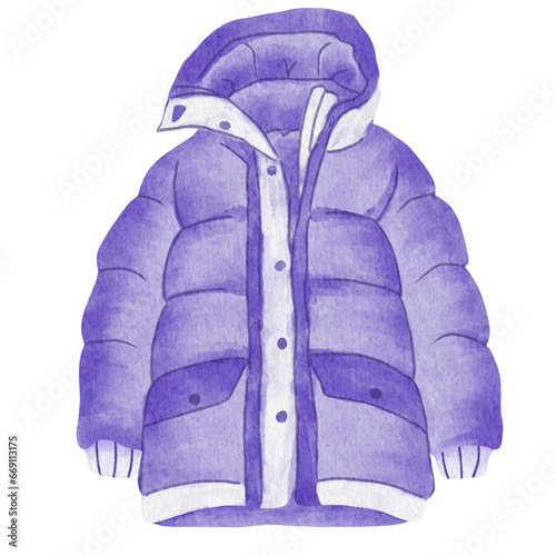 Winter coat elements watercolor hand drawn