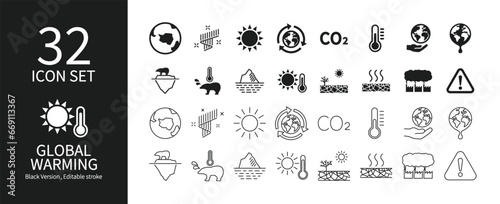 Icon set related to global warming