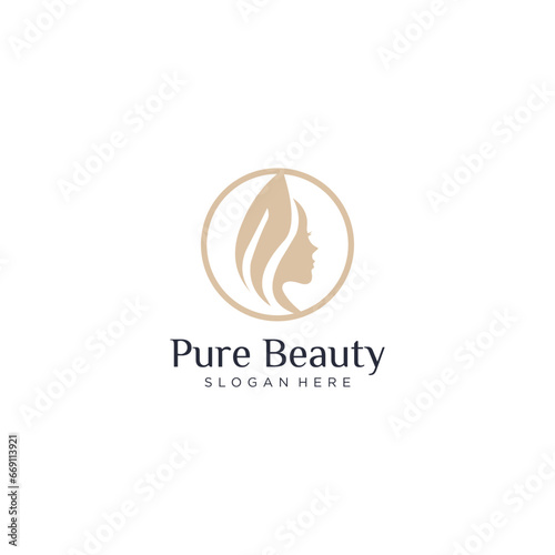 Beauty logo design in modern line art style