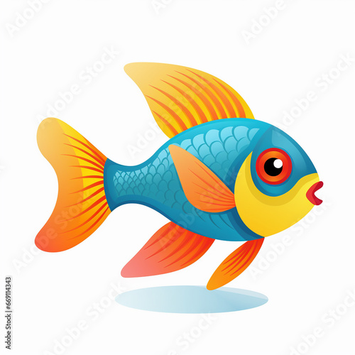 Colorful Tropical Fish Against a White Background