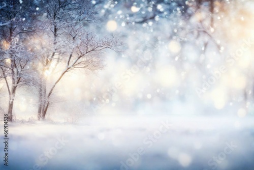 Blurred out winter season abstract nature background. ai generative © Igor