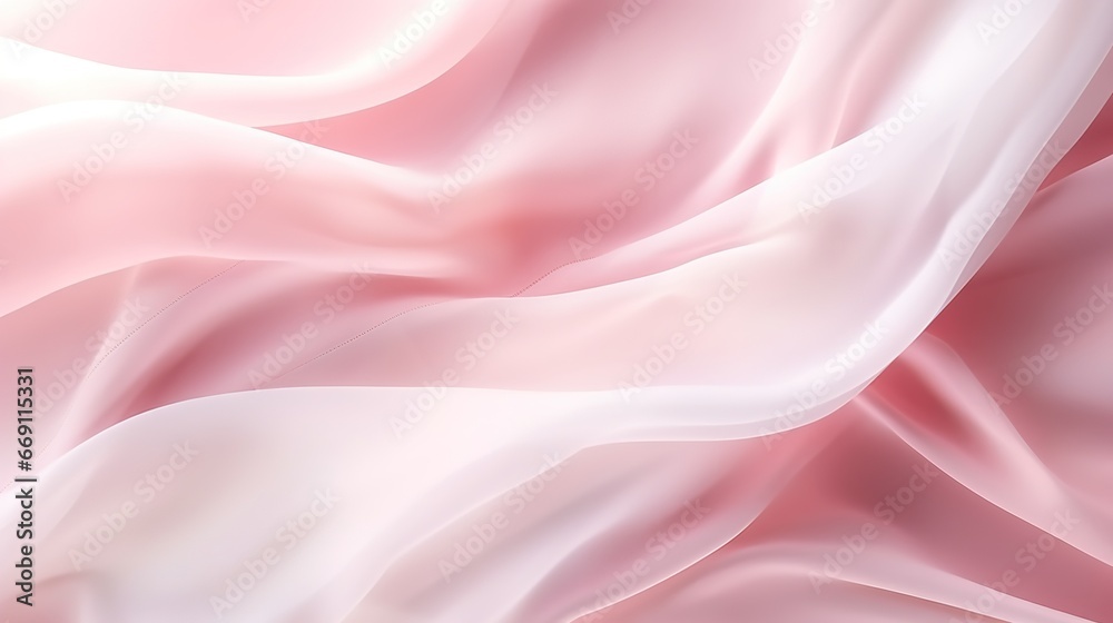 Abstract White and Pink Textile Transparent Fabric, soft Light Background for Beauty Products
