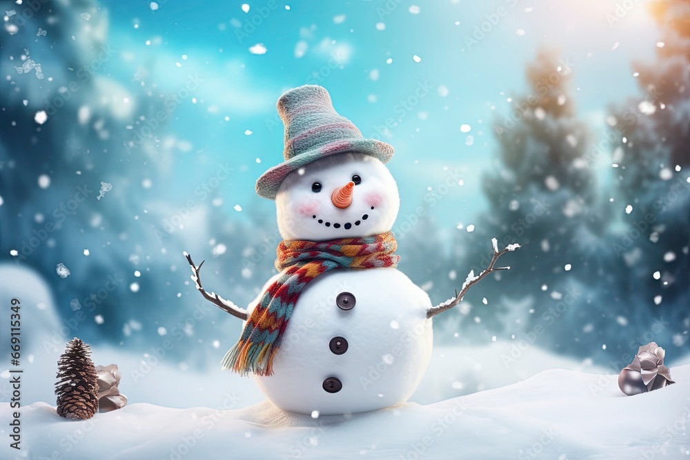 snowman background and copy space, generative ai