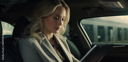 candid business woman portrait in car