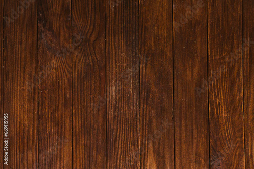 Old wood texture background, surface with old natural colored wood, top view. Grain table surface. © romeof