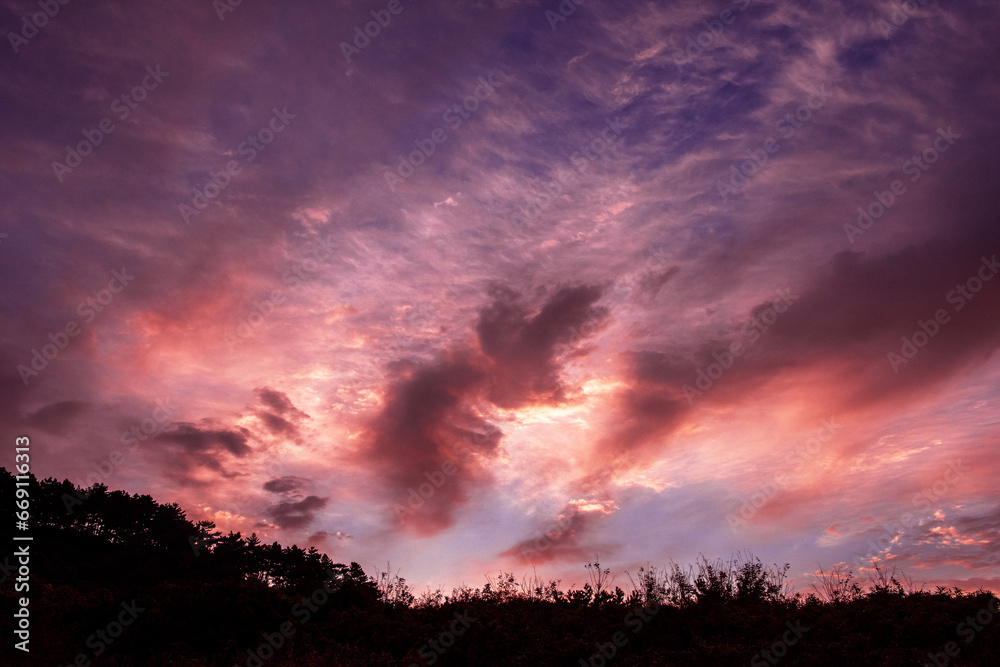 The beautiful sunrise time landscape and sky at dawn. The beautiful sunrise time landscape and sky at dawn.