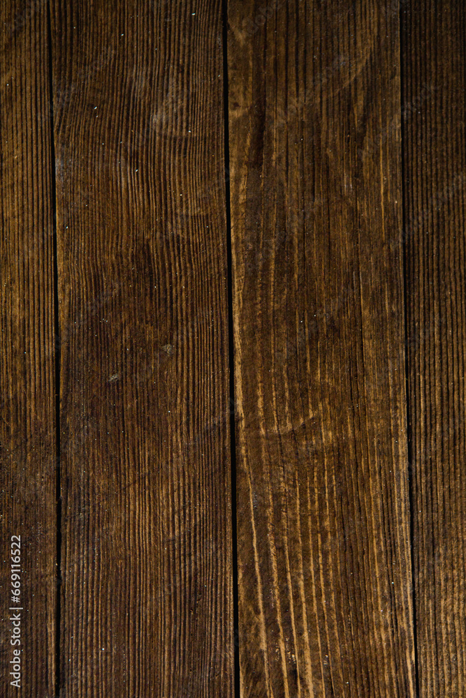 Old wood texture background, surface with old natural colored wood, top view. Grain table surface.