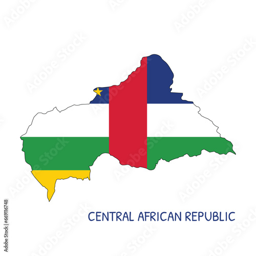 Central African Republic National Flag Shaped as Country Map