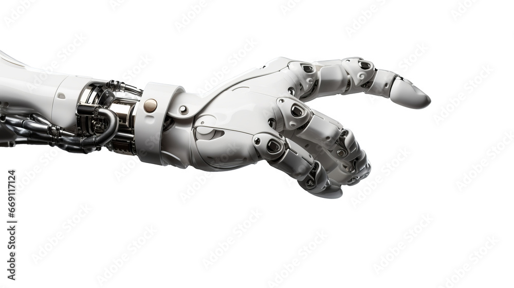 White cyborg robotic hand finger - 3D rendering isolated on free PNG background. White cyborg robotic hand finger - 3D rendering isolated on free PNG background.