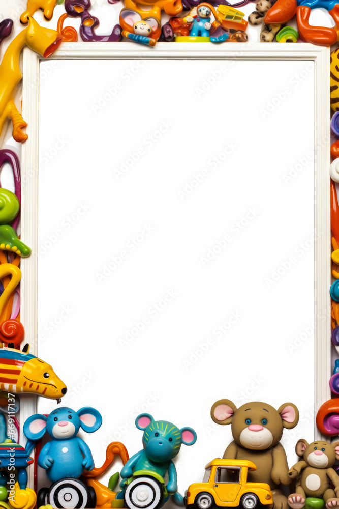 Fototapeta premium toys frame border emptypage Whitebackground